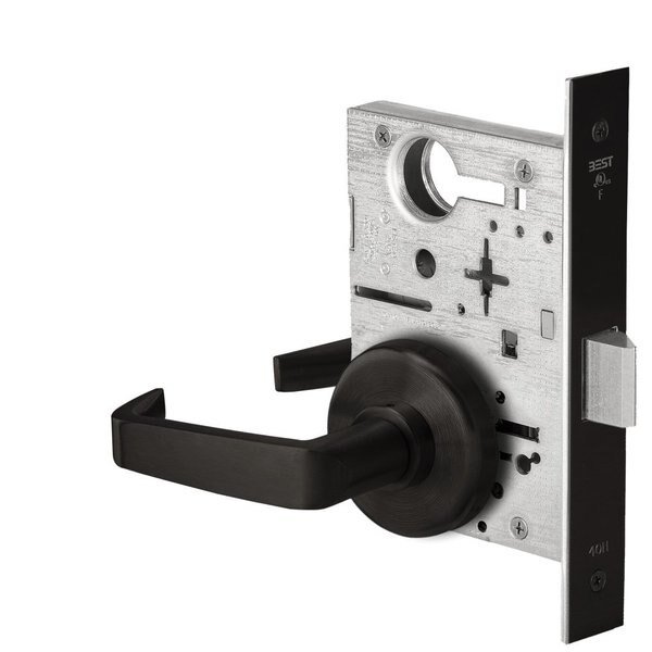 Grade 1 Passage Mortise Lock, 15 Lever, H Rose, Non-Keyed, Matte Black Finish, Field Reversible, Best, Mfr#: 45H0N15H622